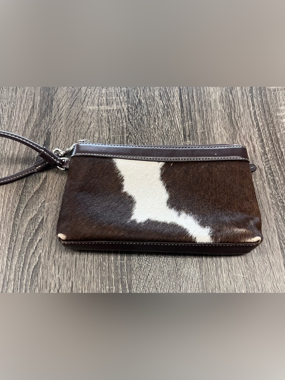 Overland Real Cowhide Brown & White. Leather Western Wristlet Cowgirl - Picture 5 of 6